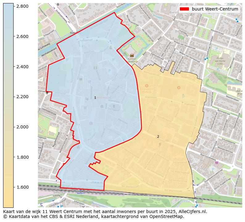 Afbeelding van de buurt Weert-Centrum op de kaart.