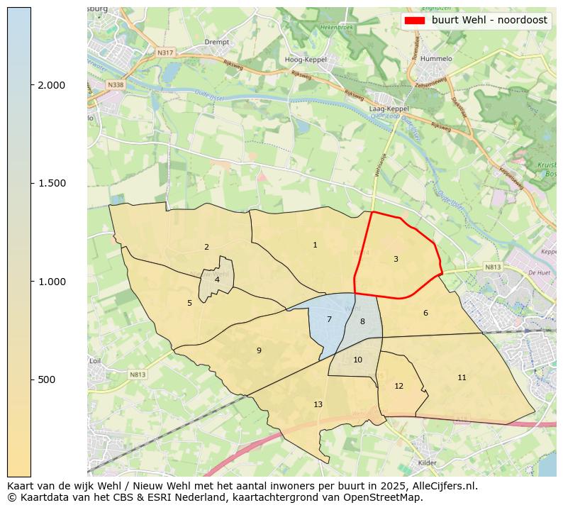 Afbeelding van de buurt Wehl - noordoost op de kaart.