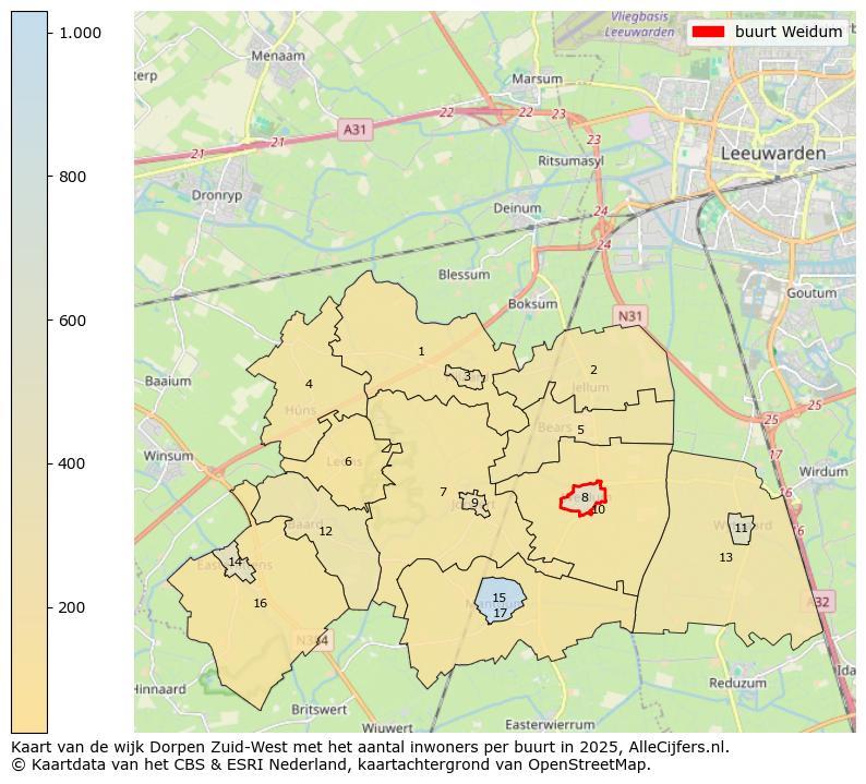 Afbeelding van de buurt Weidum op de kaart.