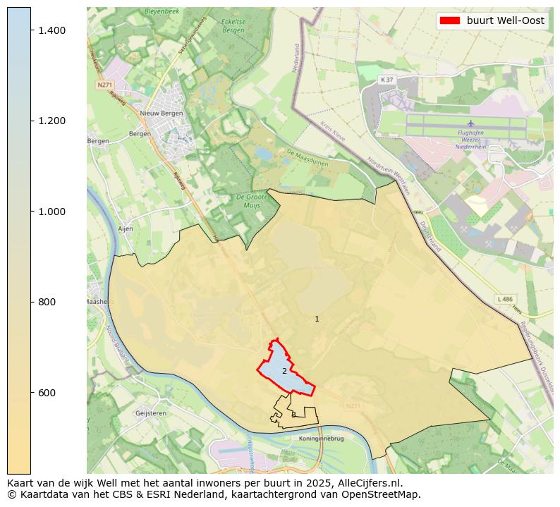 Afbeelding van de buurt Well-Oost op de kaart.