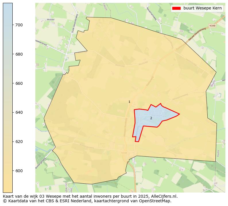 Afbeelding van de buurt Wesepe Kern op de kaart.