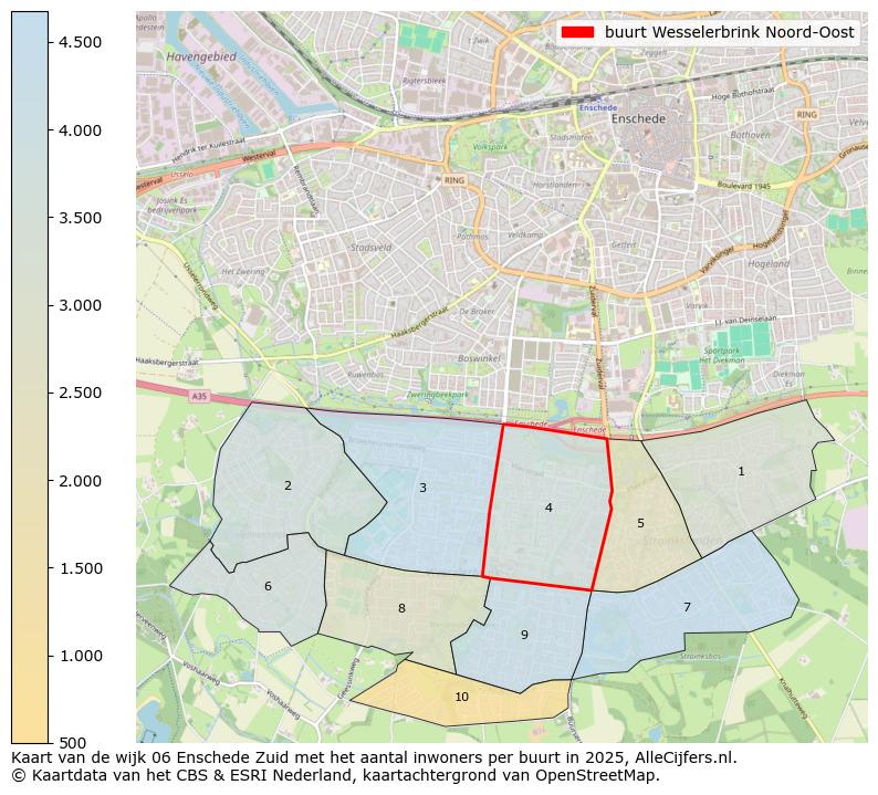 Afbeelding van de buurt Wesselerbrink Noord-Oost op de kaart.