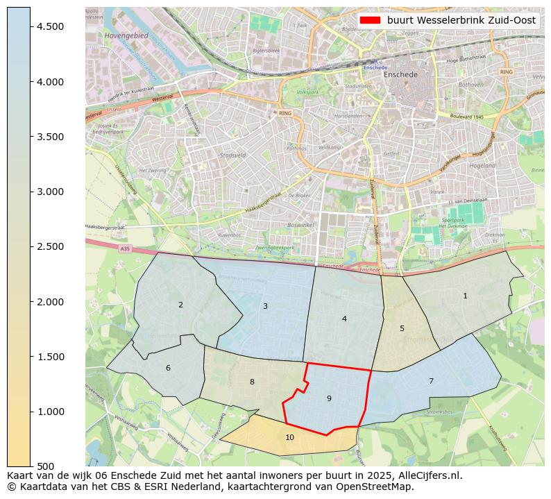 Afbeelding van de buurt Wesselerbrink Zuid-Oost op de kaart.