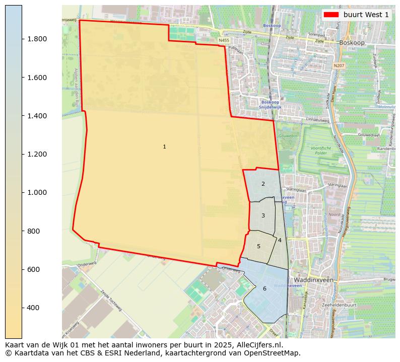 Afbeelding van de buurt West 1 op de kaart.