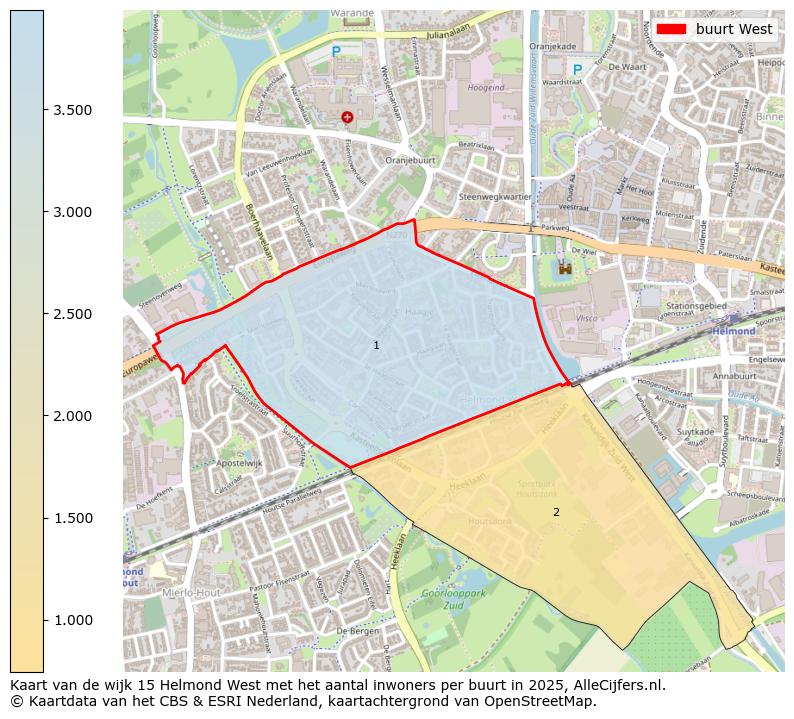 Afbeelding van de buurt West op de kaart.