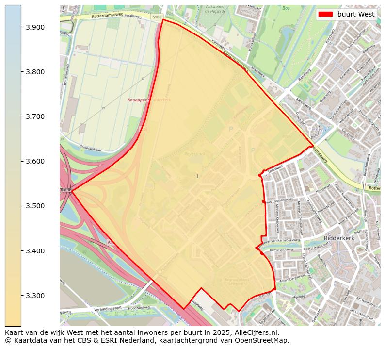 Afbeelding van de buurt West op de kaart.