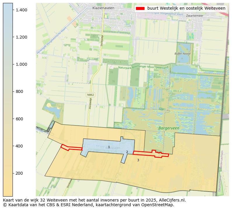 Afbeelding van de buurt Westelijk en oostelijk Weiteveen op de kaart.
