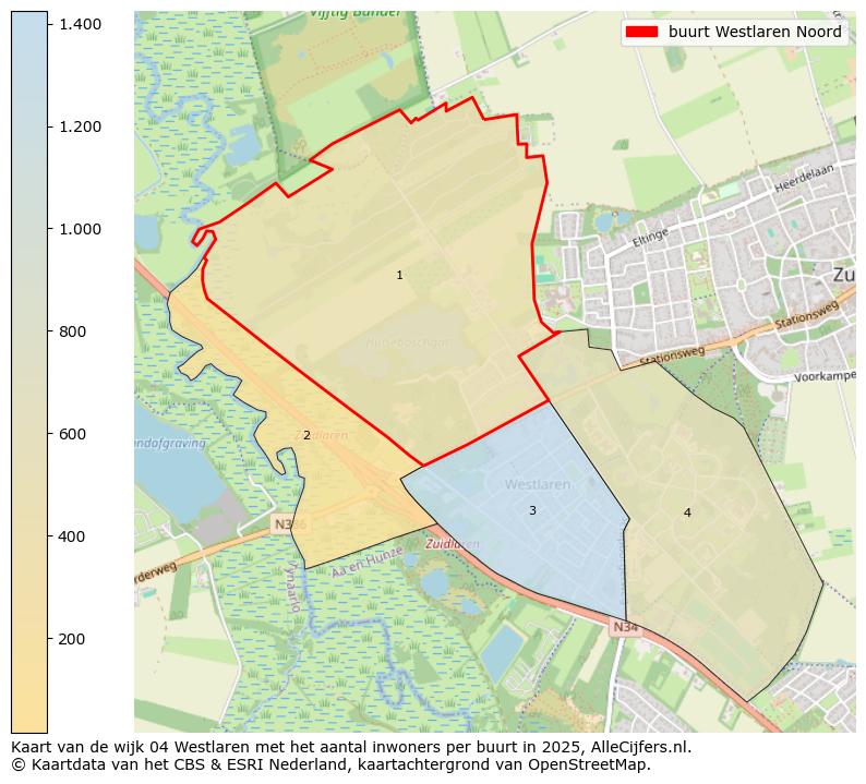 Afbeelding van de buurt Westlaren Noord op de kaart.