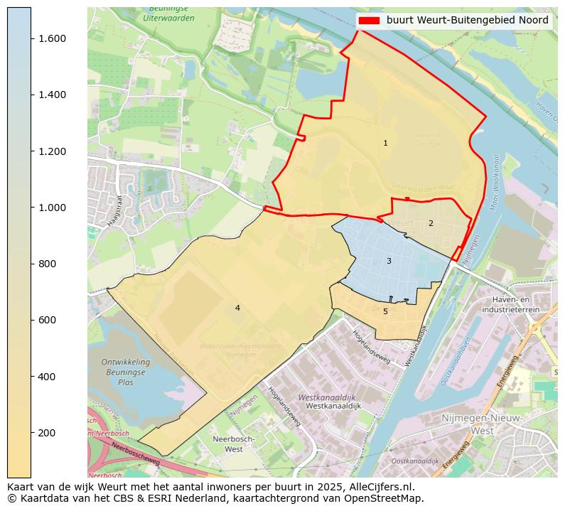 Afbeelding van de buurt Weurt-Buitengebied Noord op de kaart.