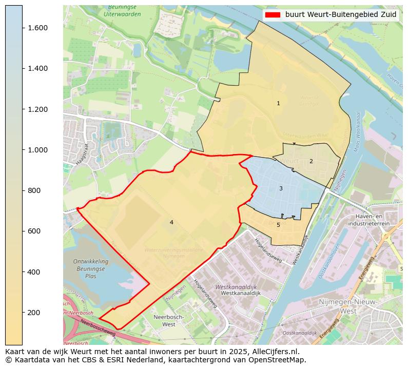 Afbeelding van de buurt Weurt-Buitengebied Zuid op de kaart.