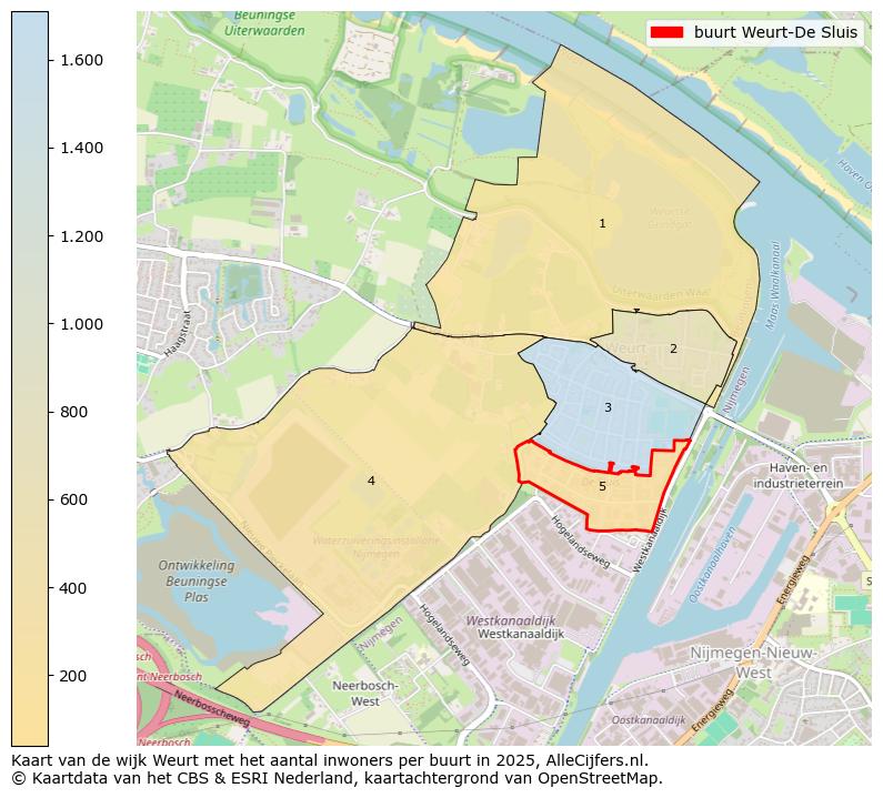 Afbeelding van de buurt Weurt-De Sluis op de kaart.