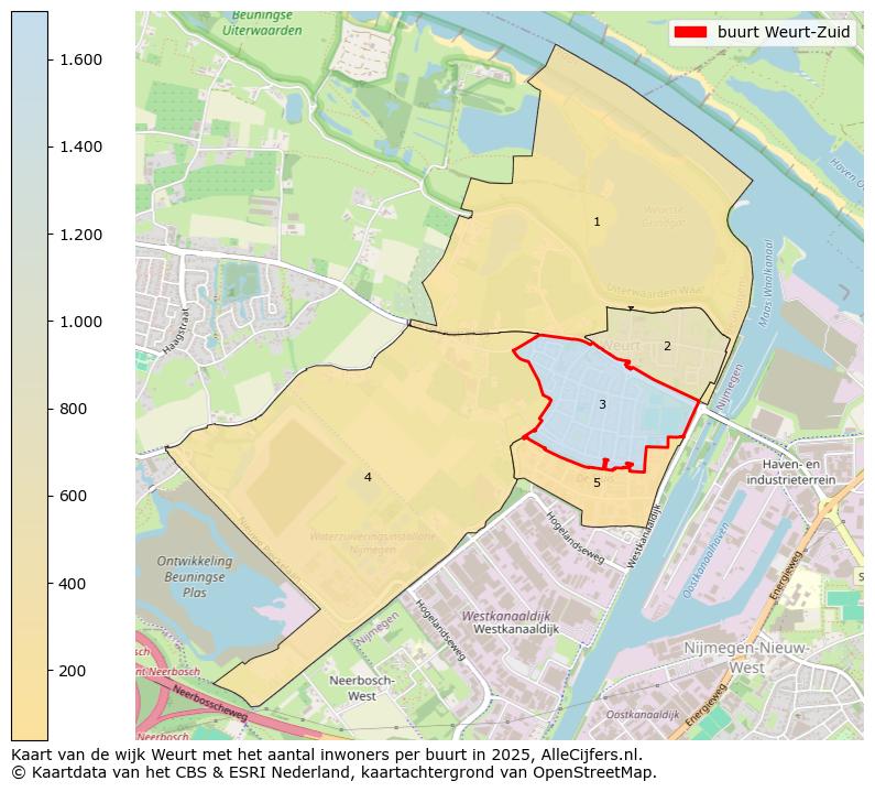 Afbeelding van de buurt Weurt-Zuid op de kaart.
