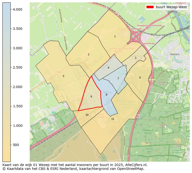 Afbeelding van de buurt Wezep-West op de kaart.