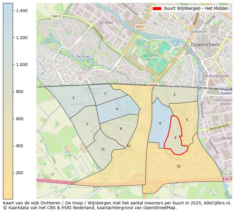 Afbeelding van de buurt Wijnbergen - Het Midden op de kaart.