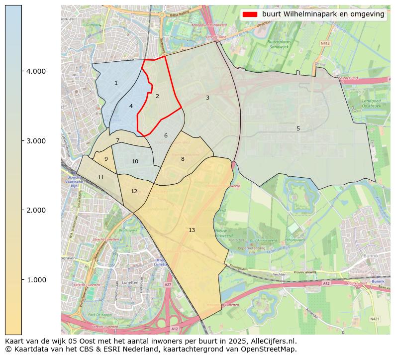 Afbeelding van de buurt Wilhelminapark en omgeving op de kaart.