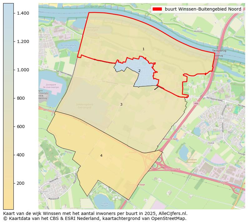 Afbeelding van de buurt Winssen-Buitengebied Noord op de kaart.