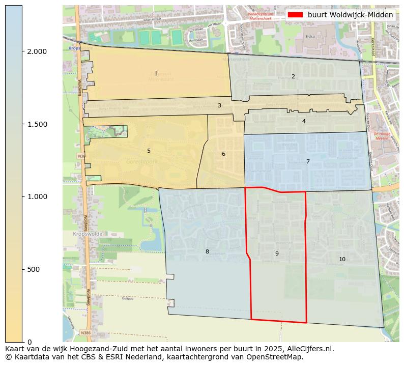 Afbeelding van de buurt Woldwijck-Midden op de kaart.