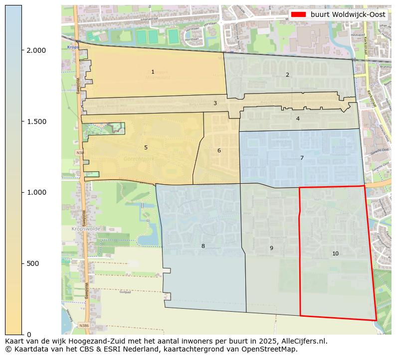 Afbeelding van de buurt Woldwijck-Oost op de kaart.