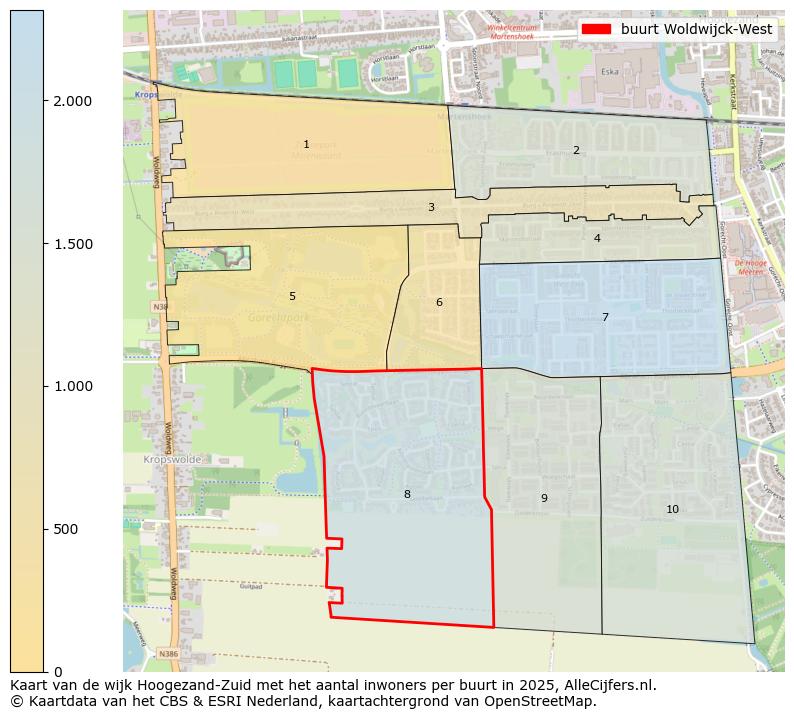 Afbeelding van de buurt Woldwijck-West op de kaart.