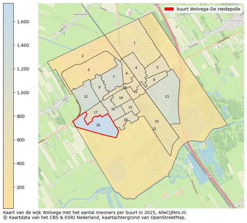 Afbeelding van de buurt Wolvega-De Heidepolle op de kaart.