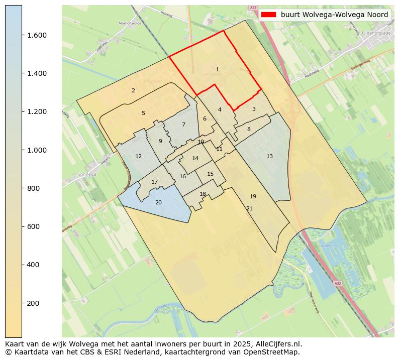 Afbeelding van de buurt Wolvega-Wolvega Noord op de kaart.