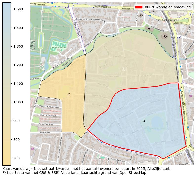 Afbeelding van de buurt Wonde en omgeving op de kaart.