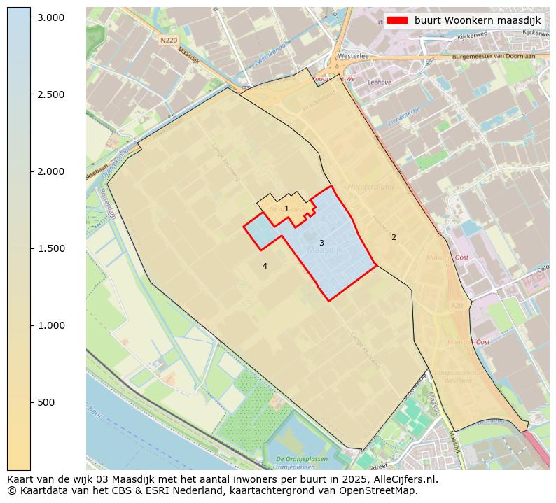 Afbeelding van de buurt Woonkern maasdijk op de kaart.