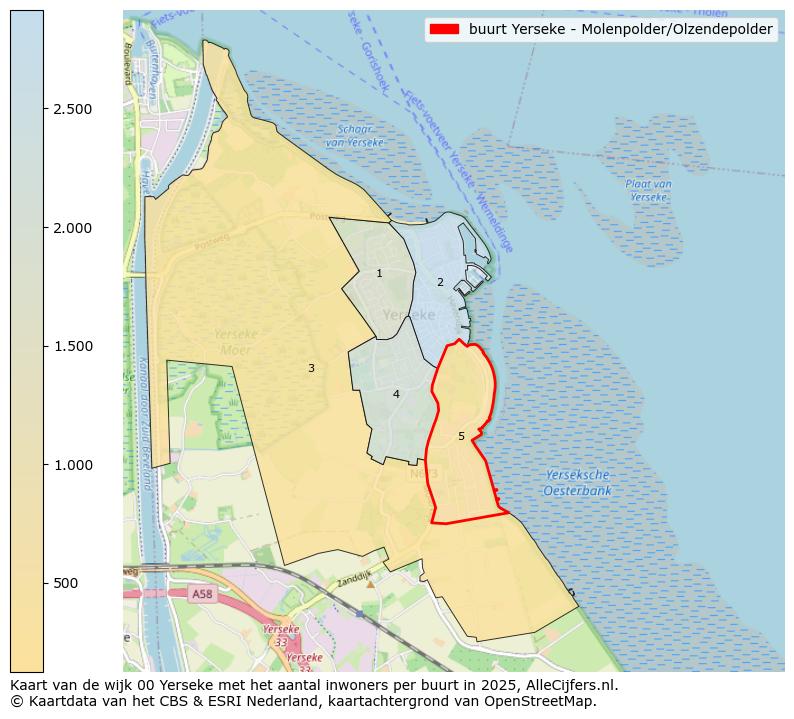 Afbeelding van de buurt Yerseke - Molenpolder/Olzendepolder op de kaart.