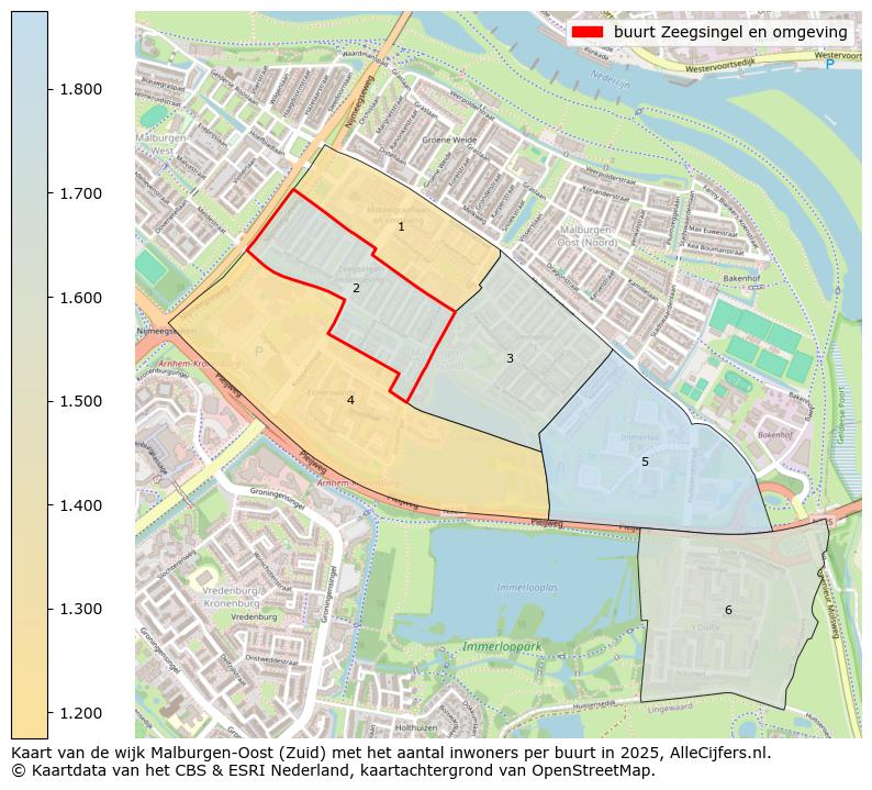 Afbeelding van de buurt Zeegsingel en omgeving op de kaart.