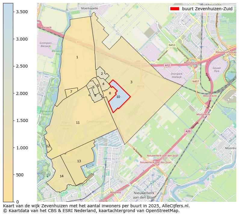 Afbeelding van de buurt Zevenhuizen-Zuid op de kaart.