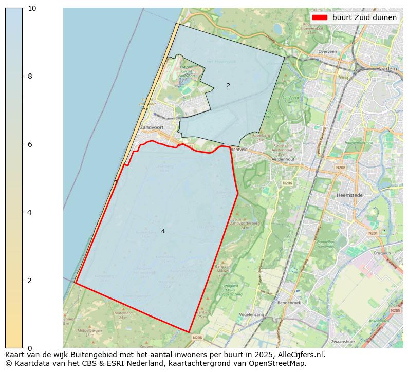Afbeelding van de buurt Zuid duinen op de kaart.