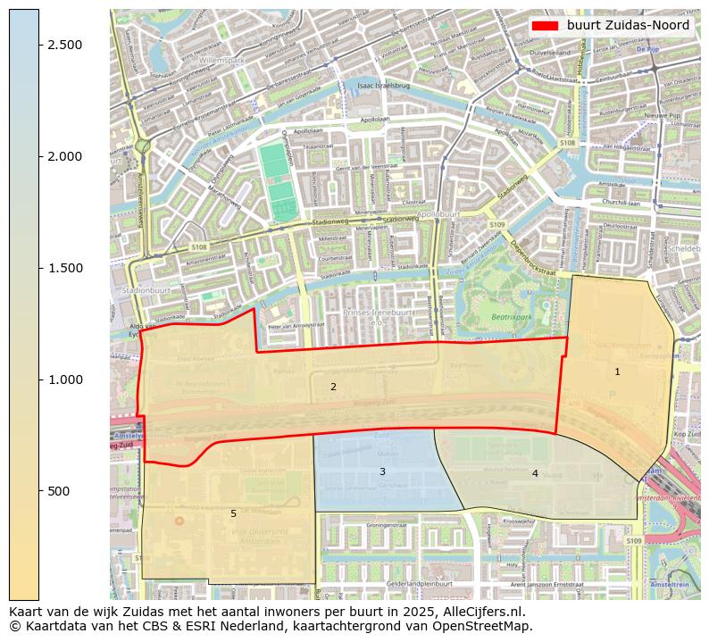 Afbeelding van de buurt Zuidas-Noord op de kaart.