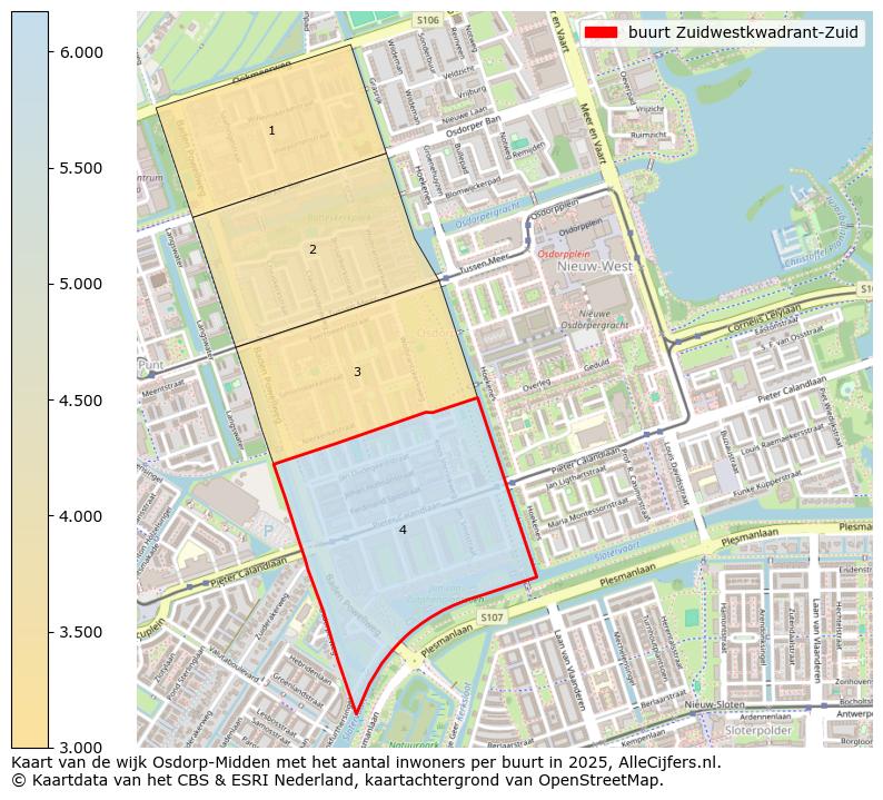 Afbeelding van de buurt Zuidwestkwadrant-Zuid op de kaart.