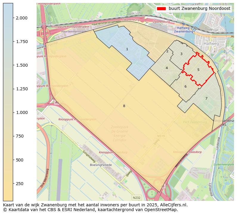 Afbeelding van de buurt Zwanenburg Noordoost op de kaart.