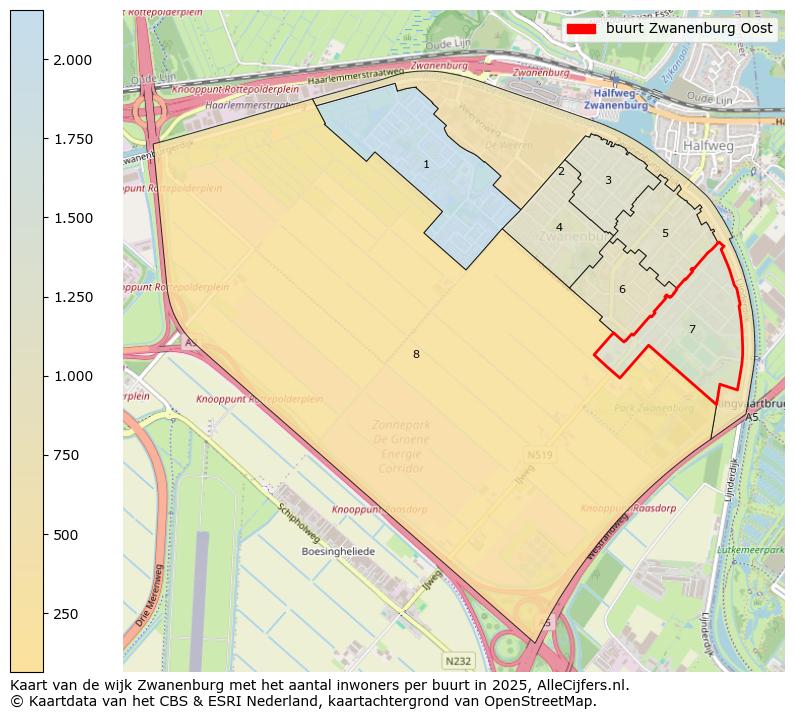 Afbeelding van de buurt Zwanenburg Oost op de kaart.