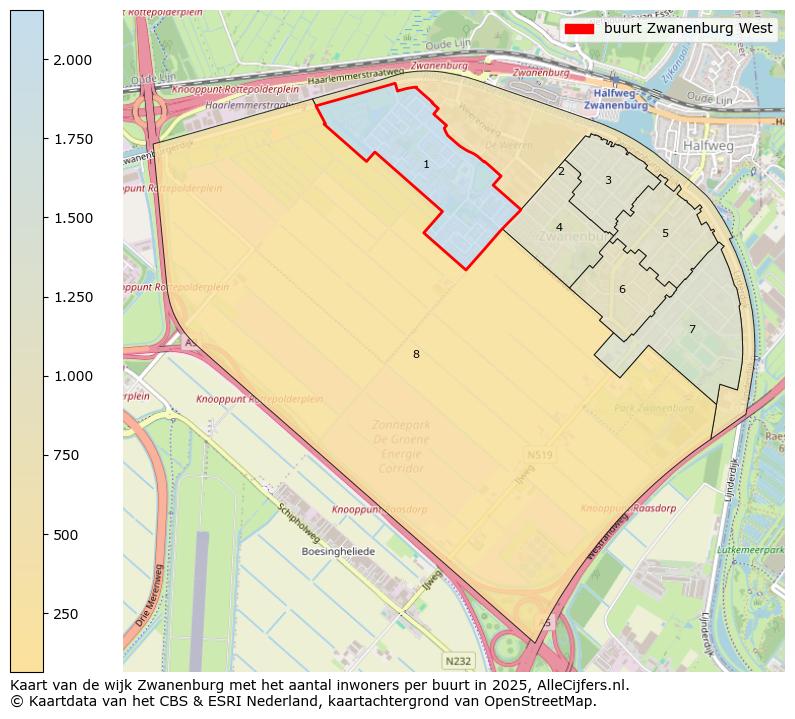 Afbeelding van de buurt Zwanenburg West op de kaart.