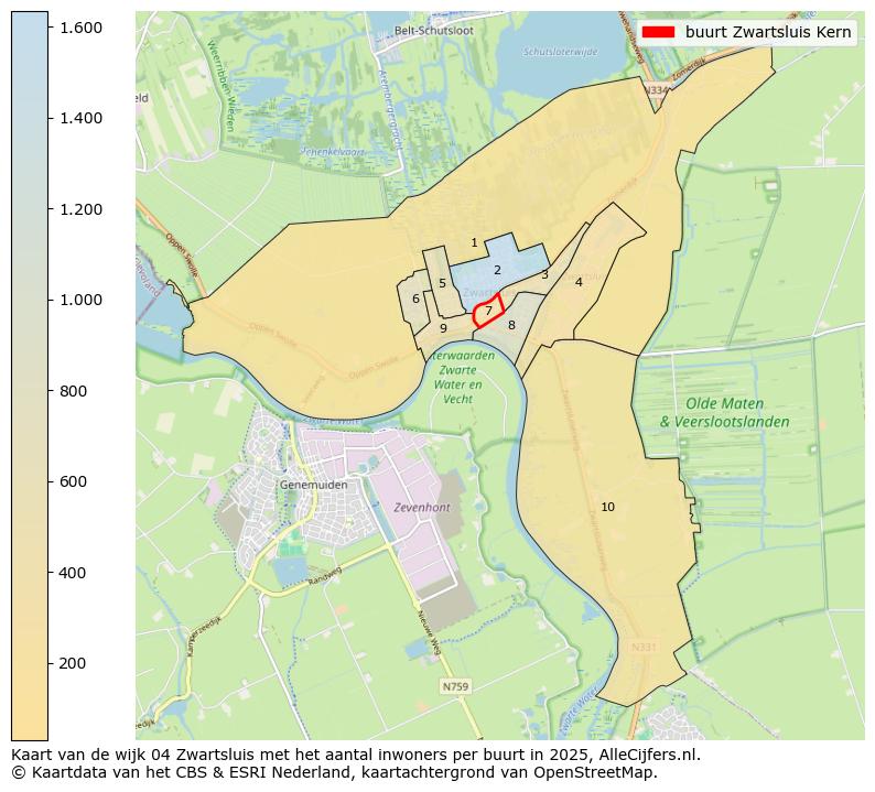 Afbeelding van de buurt Zwartsluis Kern op de kaart.