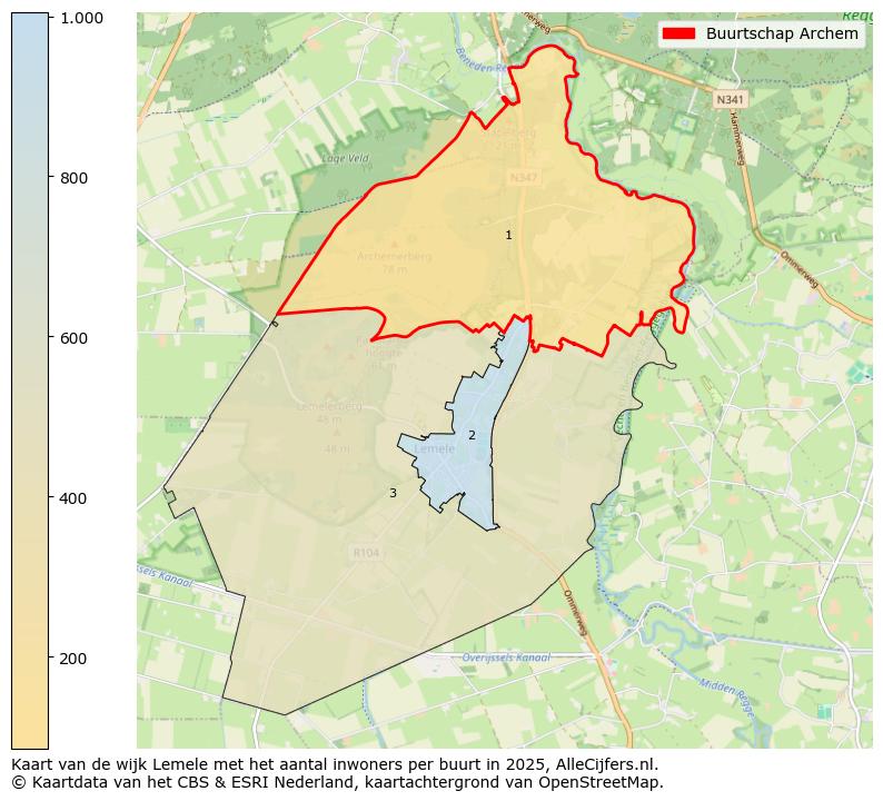 Afbeelding van de Buurtschap Archem op de kaart.