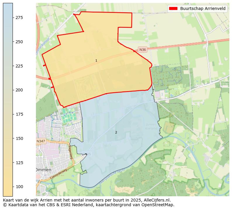 Afbeelding van de Buurtschap Arrienveld op de kaart.