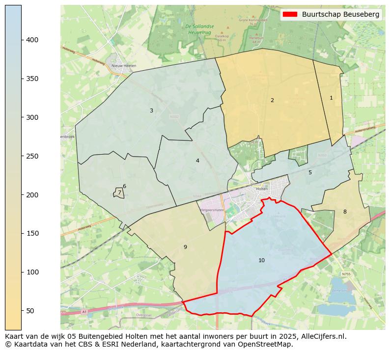Afbeelding van de Buurtschap Beuseberg op de kaart.