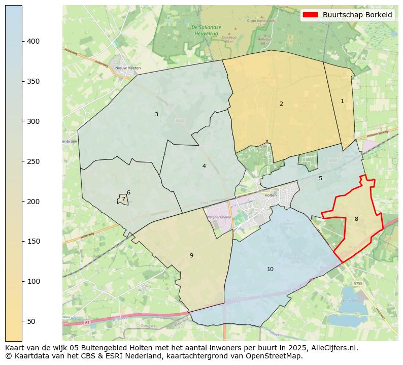 Afbeelding van de Buurtschap Borkeld op de kaart.