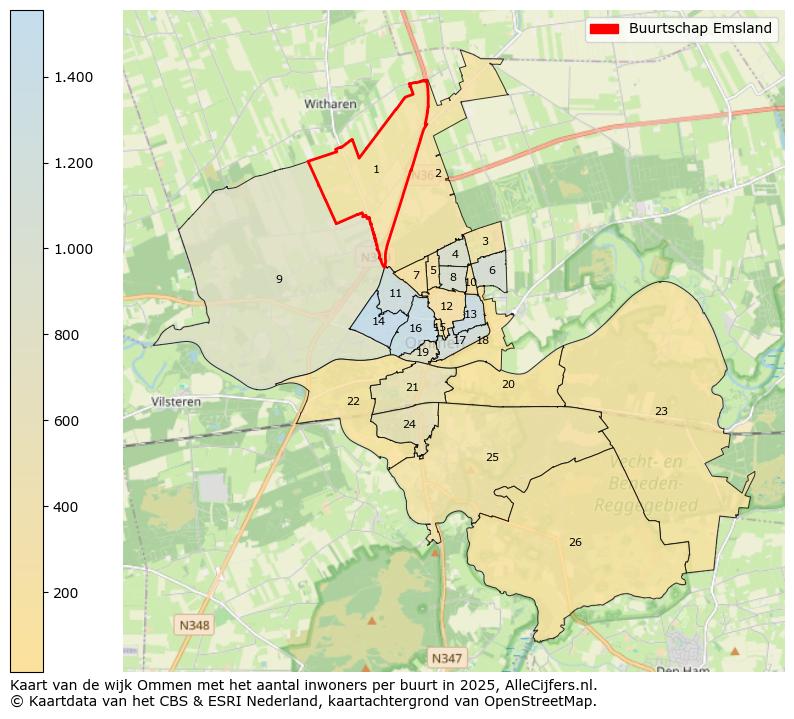 Afbeelding van de Buurtschap Emsland op de kaart.