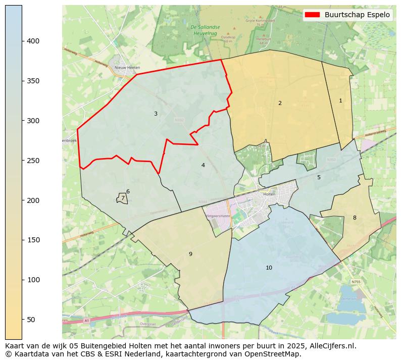 Afbeelding van de Buurtschap Espelo op de kaart.