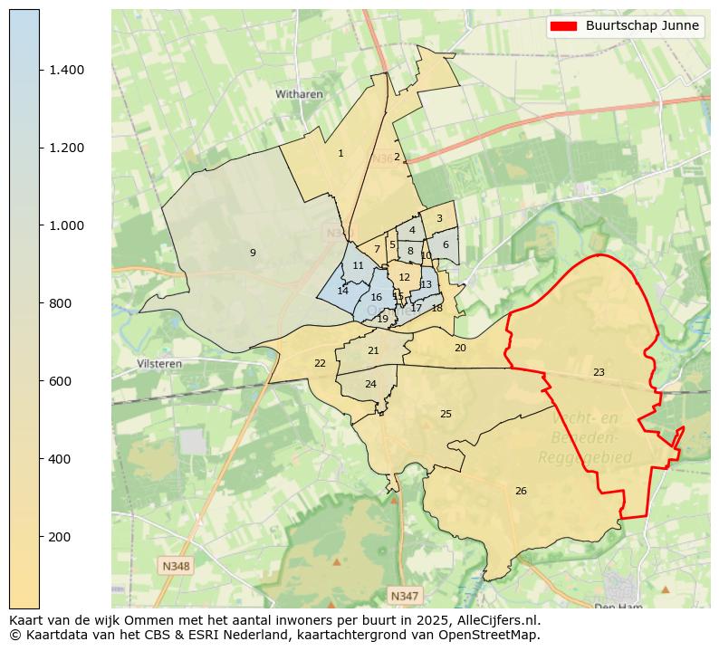 Afbeelding van de Buurtschap Junne op de kaart.