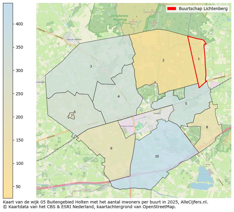 Afbeelding van de Buurtschap Lichtenberg op de kaart.