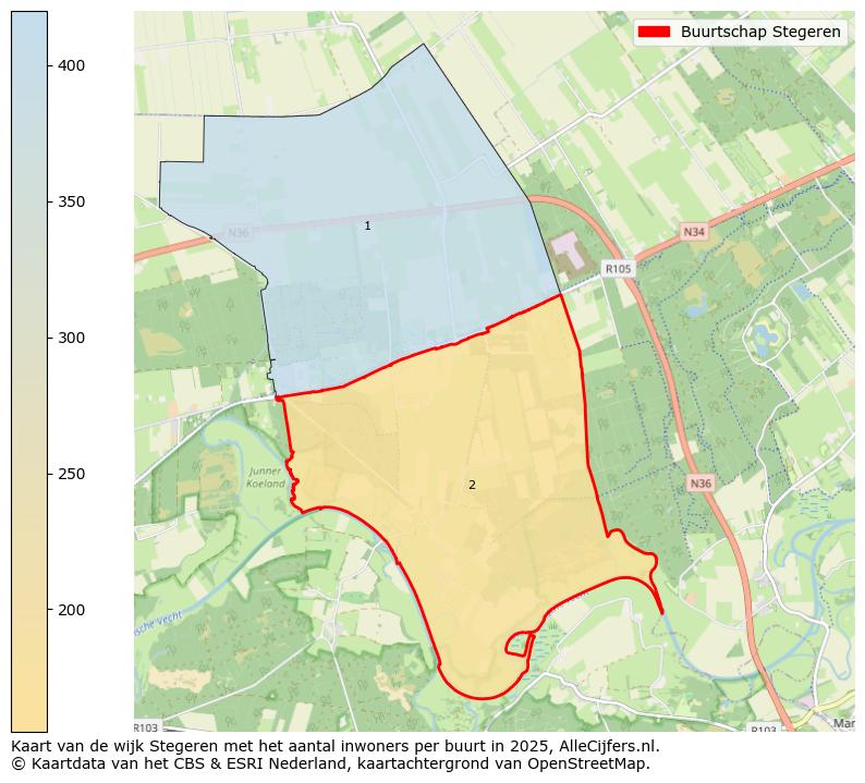 Afbeelding van de Buurtschap Stegeren op de kaart.
