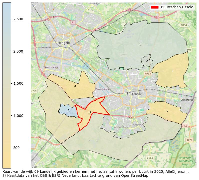 Afbeelding van de Buurtschap Usselo op de kaart.