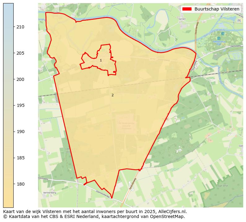 Afbeelding van de Buurtschap Vilsteren op de kaart.