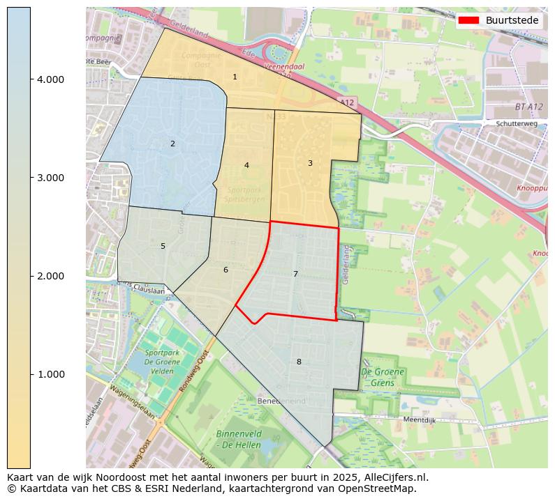 Afbeelding van de Buurtstede op de kaart.