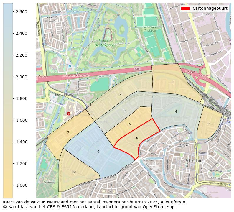 Afbeelding van de Cartonnagebuurt op de kaart.